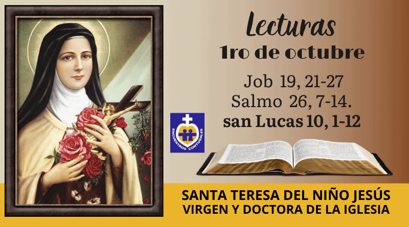 Lecturas jueves 1ro de octubre | Santa Teresa del Niño Jesús - Memoria